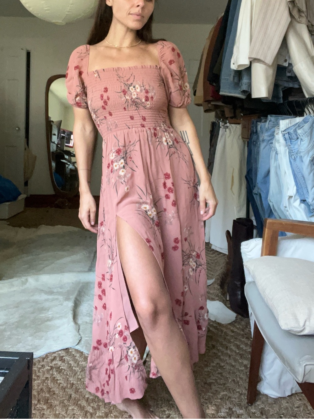Reformation Dress - Floral Smocked Midi/Maxi